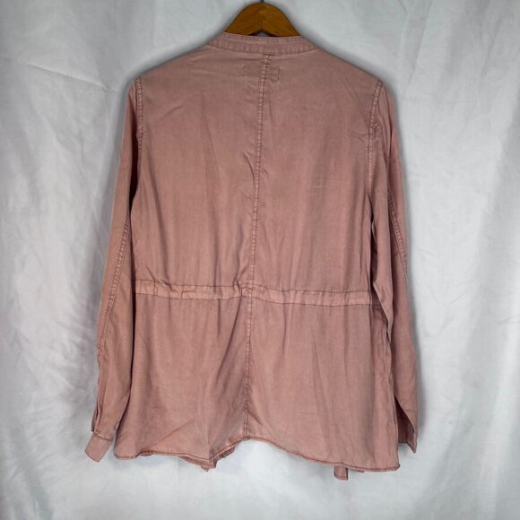 Knox Rose Pink Open Front Sharkbite Edgy Boho Layering Utility Jacket SZ Medium - Picture 2 of 11